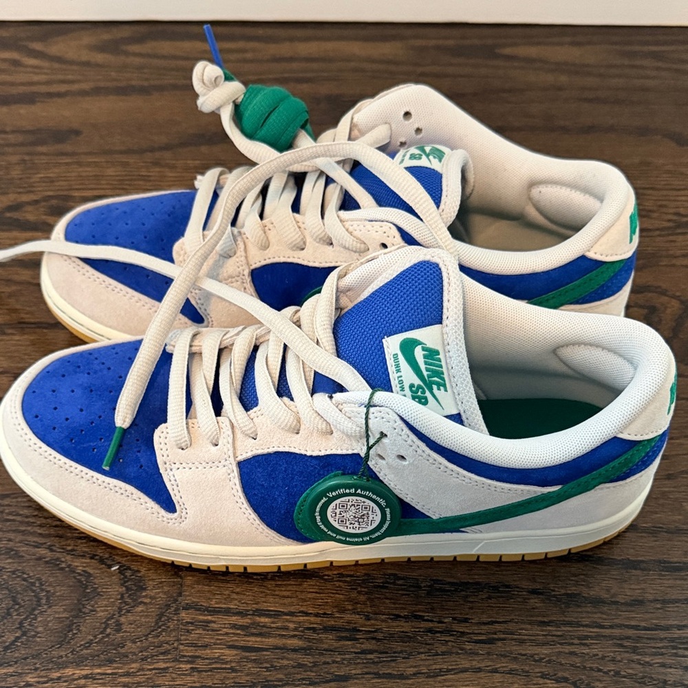 Nike men’s SB Low-Top Sneakers in Blue, Green, Cream 10